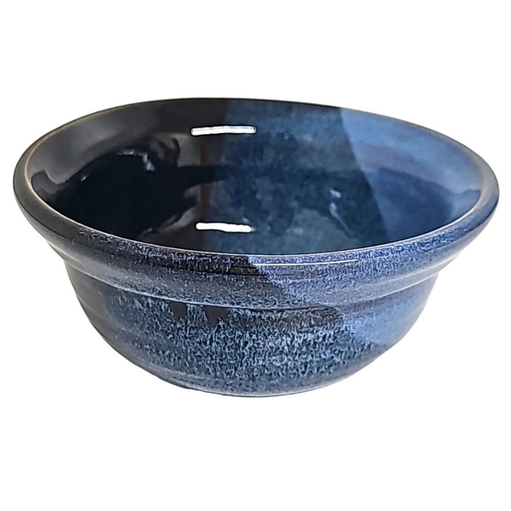 MTM Empty Bowls Handmade Ceramic Bowl Black and Blues  No Chips Cracks or Repair